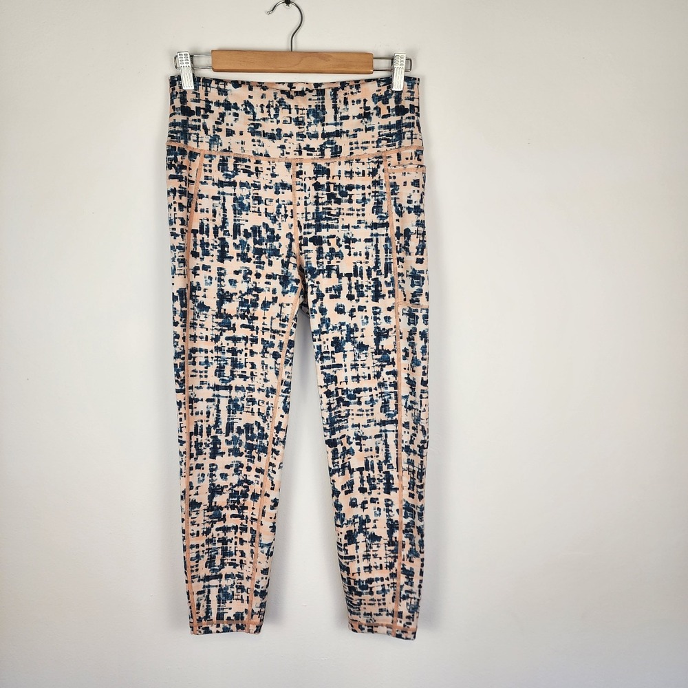 Sweaty Betty Super Sculpt 7/8 Length Geometric Pink Blue Leggings Women's Large